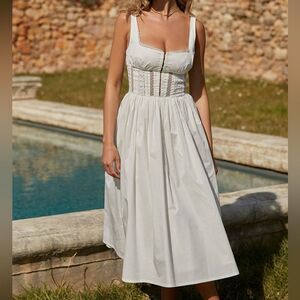 House of CB Cotton Lace Trim Midi Sundress XS - White